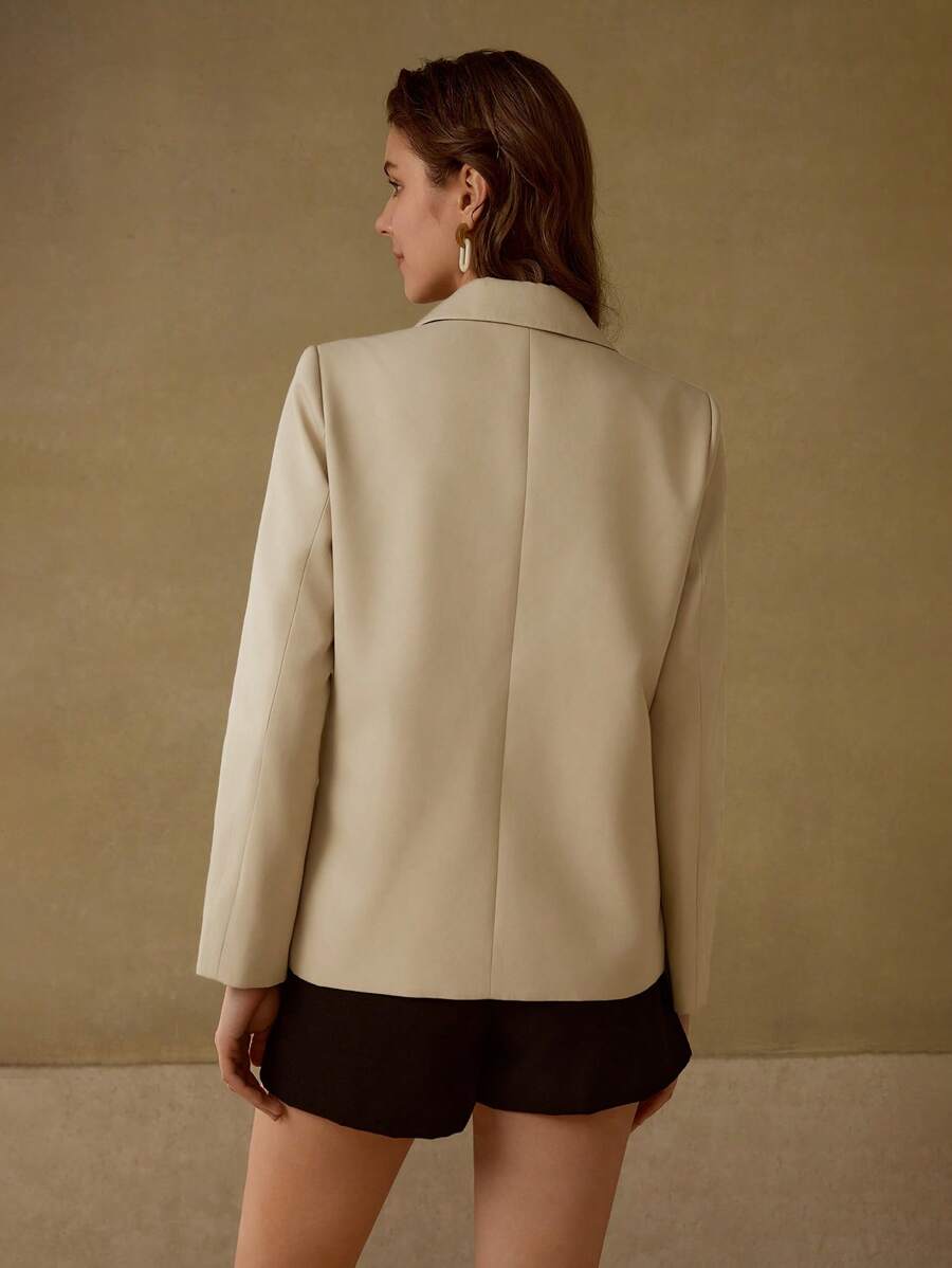 Blazer Feminino Alfaiataria Bege com Bordado Floral – Elegante Premium | Boutique do Encanto