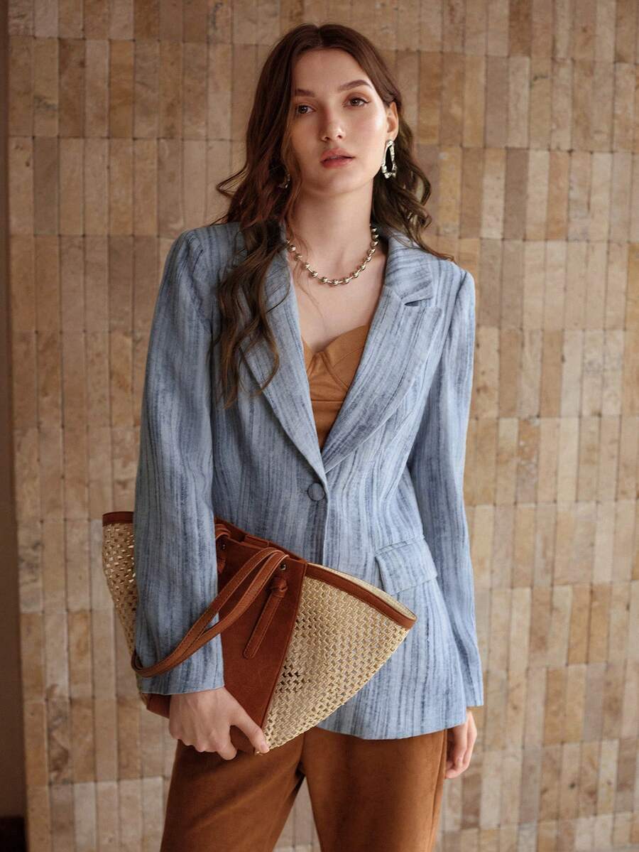 Blazer Feminino Tie Dye Alfaiataria Leve Azul – Estilo Casual Elegante | Boutique do Encanto