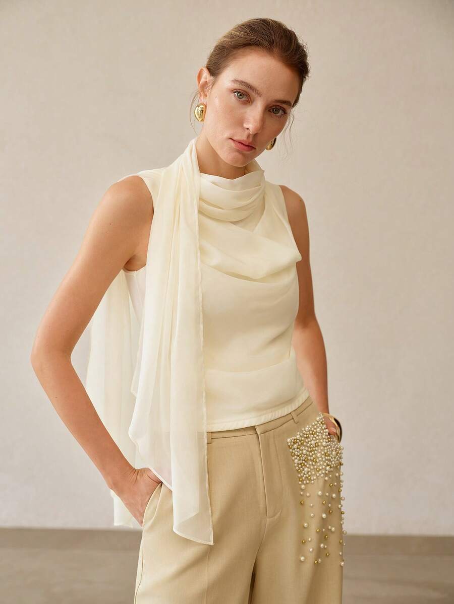 Blusa Creme Baunilha elegante para Primavera Verão