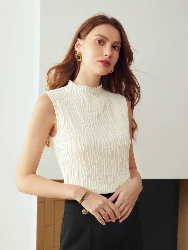 Blusa Feminina Bege, Preto e Marrom - Texturizado Slim Fit – Coleção Entre Estações | Boutique do Encanto