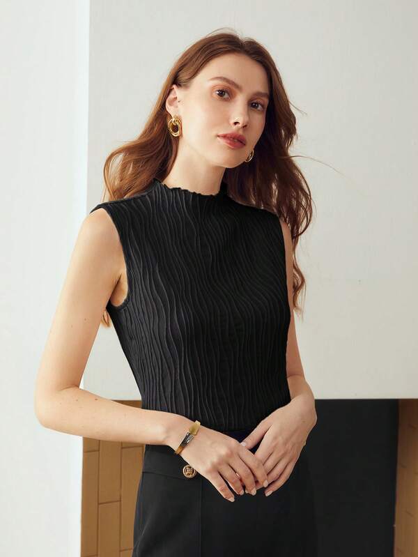 Blusa Feminina Bege, Preto e Marrom - Texturizado Slim Fit – Coleção Entre Estações | Boutique do Encanto