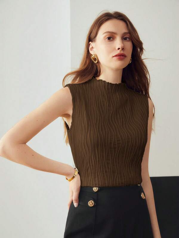 Blusa Feminina Bege, Preto e Marrom - Texturizado Slim Fit – Coleção Entre Estações | Boutique do Encanto