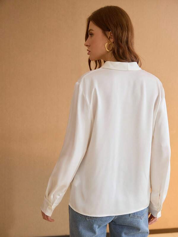 Blusa Feminina Chic Shape Solto Manga Longa Decote V Caimento Fluido - Coleção Entre Estações - Boutique do Encanto