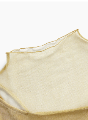 Blusa Feminina Dourada Malha Premium Slim Fit Gola Alta Recorte Assimétrico - Coleção Entre Estações - Boutique do Encanto Blusas