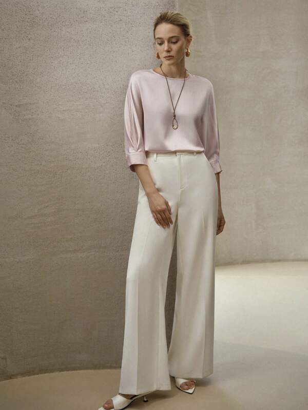 Blusa Feminina Shape Fluido Manga Morcego Básico Chic - Cores Preto - Azul - Castanho - Rosa - Coleção Entre Estações - Boutique do Encanto