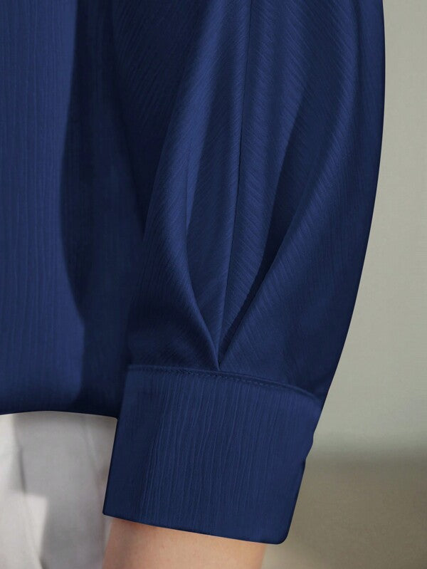 Blusa Feminina Shape Fluido Manga Morcego Básico Chic - Cores Preto - Azul - Castanho - Rosa - Coleção Entre Estações - Boutique do Encanto