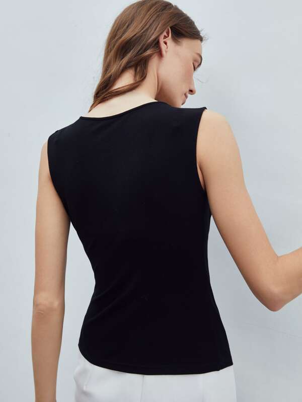 Blusa Regata Feminina Slim - Cor Preto Roxo Castanho - Coleção Entre Estações - Roupas do Encanto