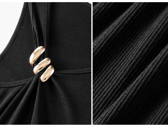 Blusa Regata Feminina Slim Cor Preta Detalhe de Metal na Alça - Coleção Entre Estações - Boutique do Encanto