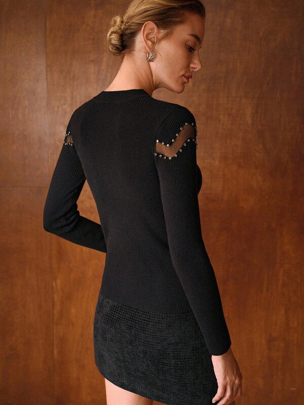 Blusa Suéter de Tricô Slim Fit Feminino Manga Longa Gola Redonda Elegante Outono/Inverno - Boutique do Encanto Blusas