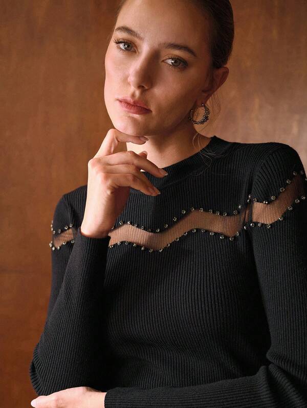 Blusa Suéter de Tricô Slim Fit Feminino Manga Longa Gola Redonda Elegante Outono/Inverno - Boutique do Encanto Blusas