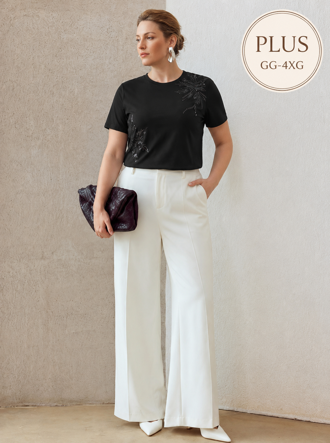Blusa feminina Preta 94% algodão com aplicação floral em paetês – Boutique do Encanto