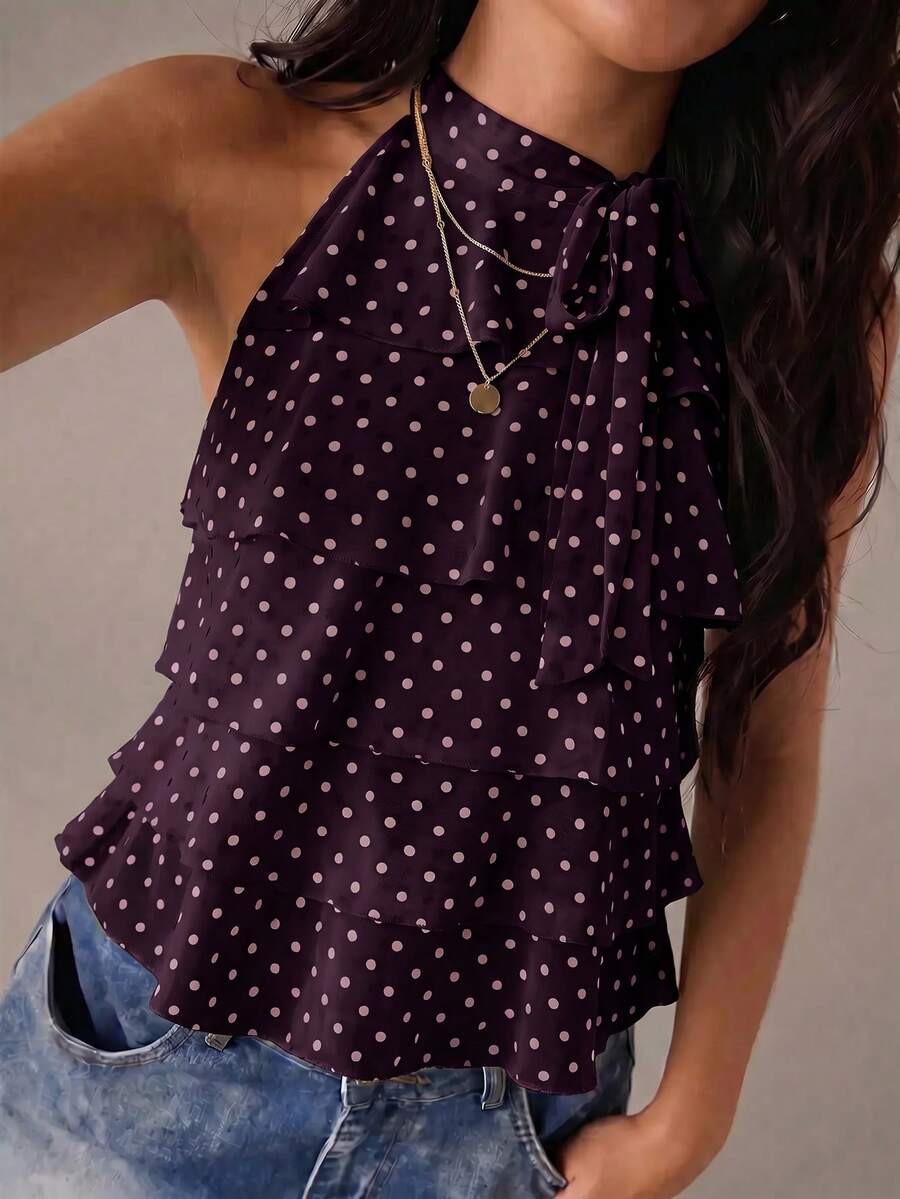 Blusa feminina poá Vinho Bordô PP ao G – Primavera Verão 2027 Boutique do Encanto