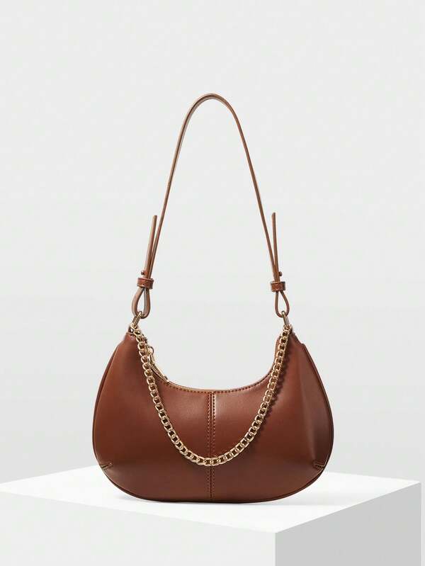 Bolsa Feminina Estruturada Pequeno Ombro - Alça de Cadeia - Elegante e Básica - Coleção Urban Chic - Boutique do Encanto Bolsas