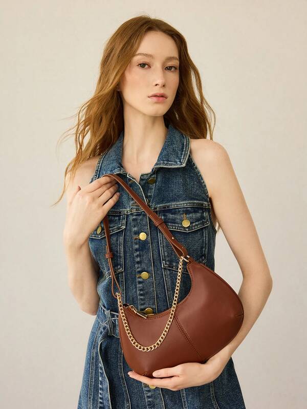 Bolsa Feminina Estruturada Pequeno Ombro - Alça de Cadeia - Elegante e Básica - Coleção Urban Chic - Boutique do Encanto Bolsas