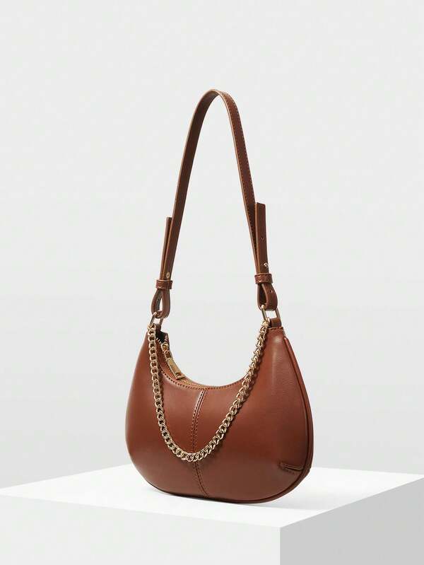 Bolsa Feminina Estruturada Pequeno Ombro - Alça de Cadeia - Elegante e Básica - Coleção Urban Chic - Boutique do Encanto Bolsas