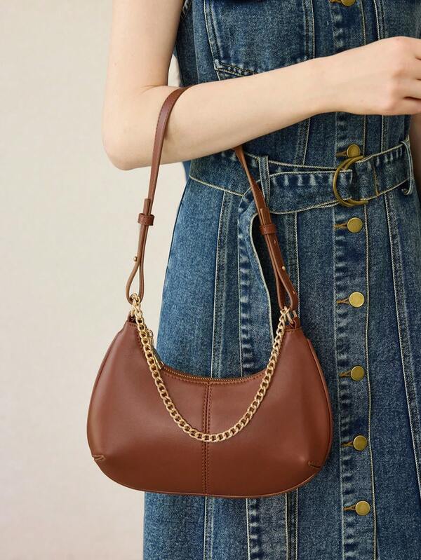 Bolsa Feminina Estruturada Pequeno Ombro - Alça de Cadeia - Elegante e Básica - Coleção Urban Chic - Boutique do Encanto Bolsas
