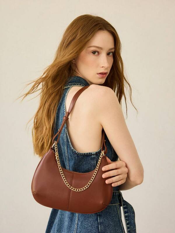 Bolsa Feminina Estruturada Pequeno Ombro - Alça de Cadeia - Elegante e Básica - Coleção Urban Chic - Boutique do Encanto Bolsas