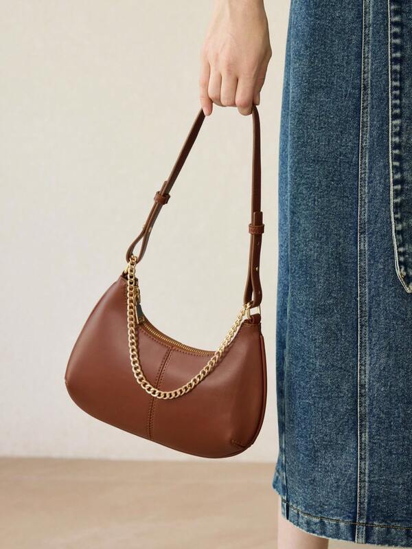 Bolsa Feminina Estruturada Pequeno Ombro - Alça de Cadeia - Elegante e Básica - Coleção Urban Chic - Boutique do Encanto Bolsas