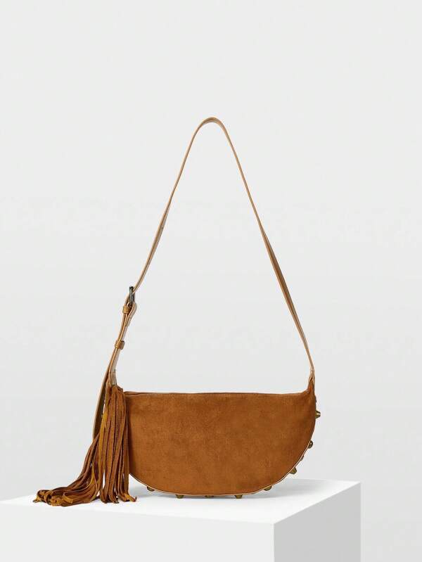 Bolsa Feminina Hobo de Ombro com Franjas em Camurça - Coleção Boho Western - Boutique do Encanto Bolsas