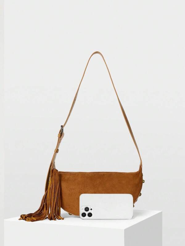 Bolsa Feminina Hobo de Ombro com Franjas em Camurça - Coleção Boho Western - Boutique do Encanto Bolsas