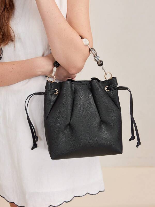 Bolsa Feminina Transversal Saco Plissado com Alça de Pérolas - Coleção Funky Chic - Boutique do Encanto Bolsas