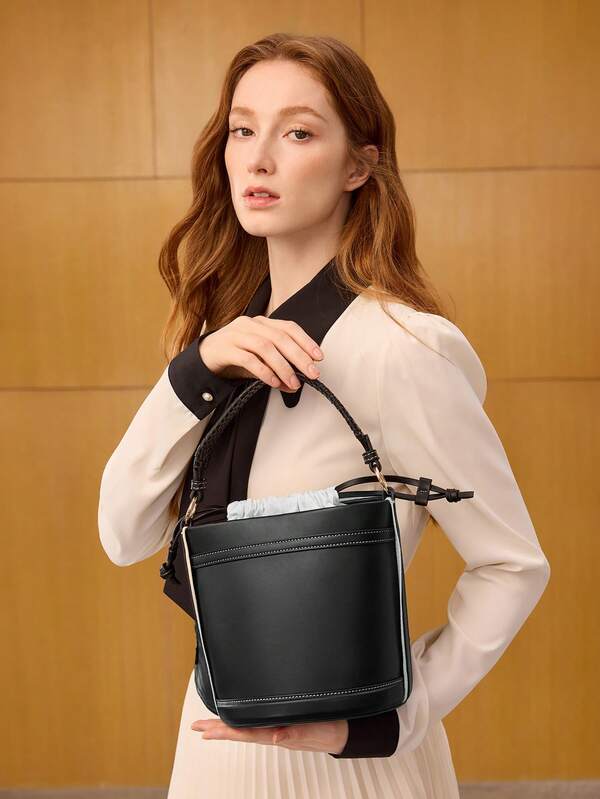 Bolsa Saco Balde Feminina em Couro PU - Alça Superior - Coleção Modern Office - Boutique do Encanto Bolsas