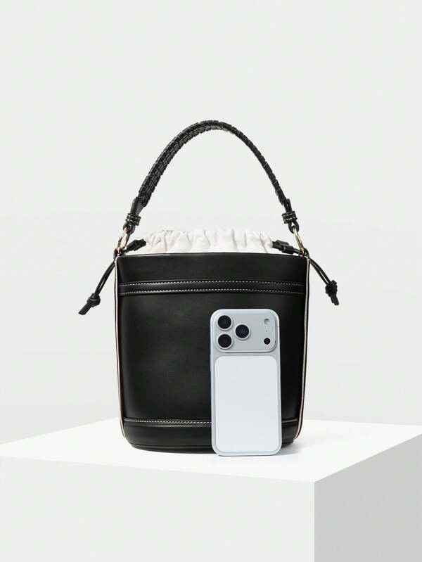 Bolsa Saco Balde Feminina em Couro PU - Alça Superior - Coleção Modern Office - Boutique do Encanto Bolsas