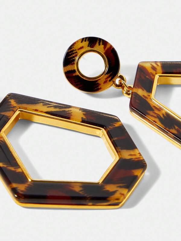 Brinco Acrílico Geométrico Estampa Leopardo – Fashion Casual Premium Fashion | Boutique do Encanto