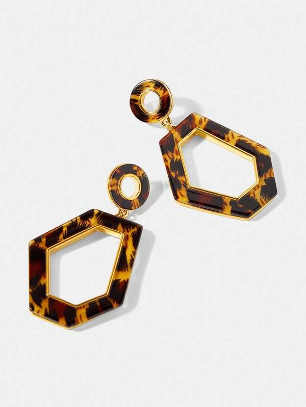 Brinco Acrílico Geométrico Estampa Leopardo – Fashion Casual Premium Fashion | Boutique do Encanto