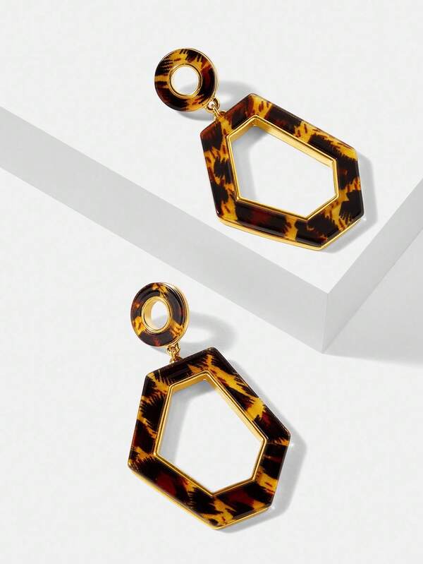 Brinco Acrílico Geométrico Estampa Leopardo – Fashion Casual Premium Fashion | Boutique do Encanto