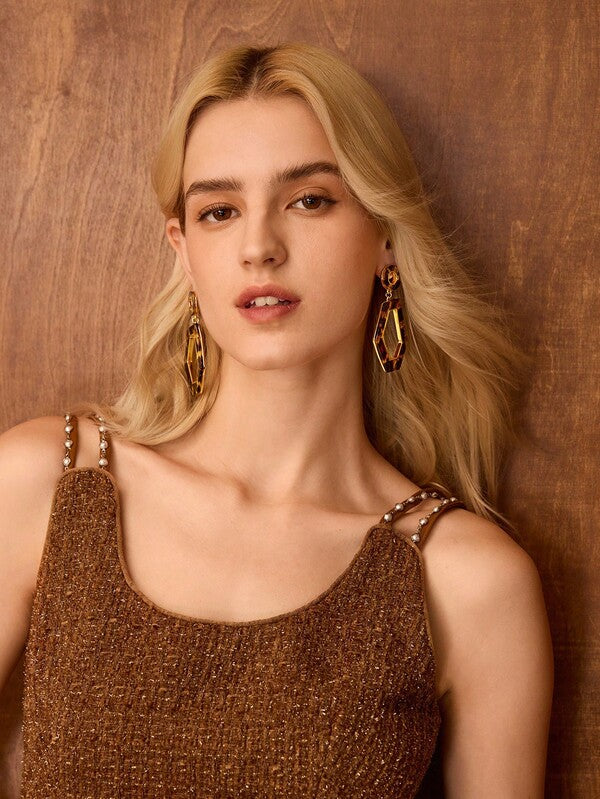 Brinco Acrílico Geométrico Estampa Leopardo – Fashion Casual Premium Fashion | Boutique do Encanto