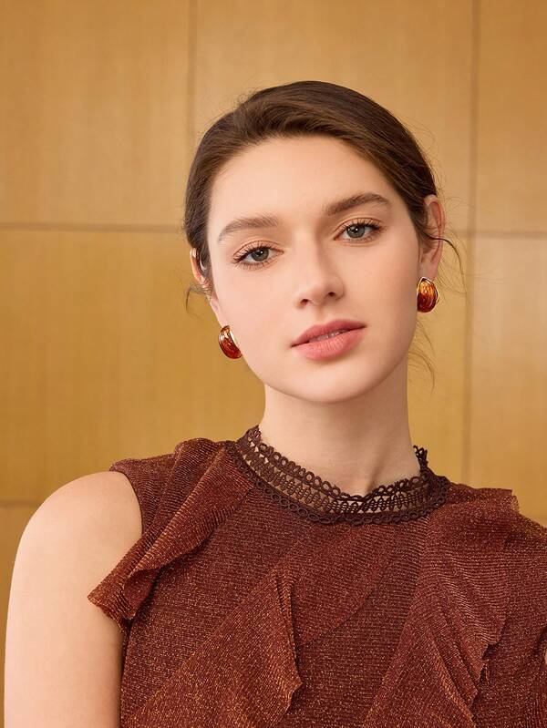 Brinco Feminino Acrílico Tye Die Geométrico com Banho de Ouro 18 K - Fashion Casual Premium - Boutique do Encanto Brincos