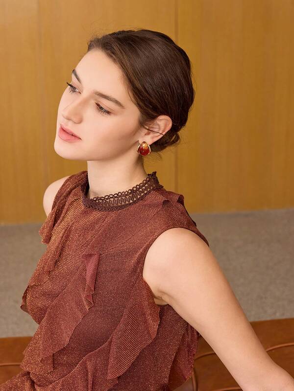 Brinco Feminino Acrílico Tye Die Geométrico com Banho de Ouro 18 K - Fashion Casual Premium - Boutique do Encanto Brincos