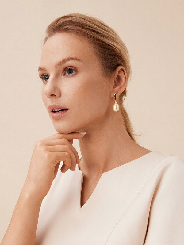 Brincos Femininos de Pérola Champagne - Elegance Drop Collection - Boutique do Encanto Semi Joias