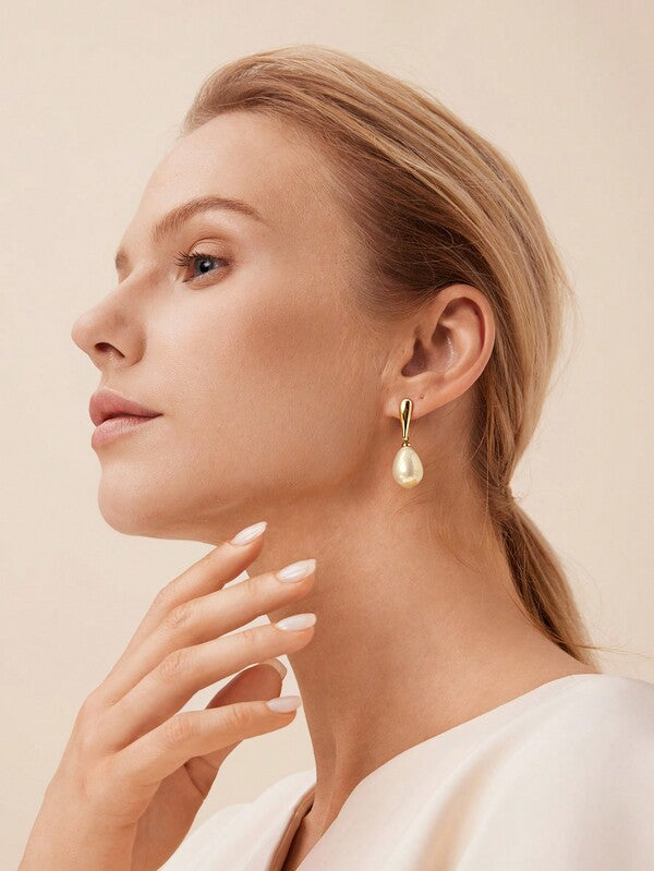 Brincos Femininos de Pérola Champagne - Elegance Drop Collection - Boutique do Encanto Semi Joias