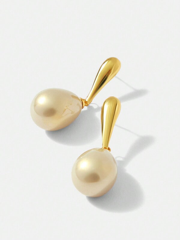 Brincos Femininos de Pérola Champagne - Elegance Drop Collection - Boutique do Encanto Semi Joias