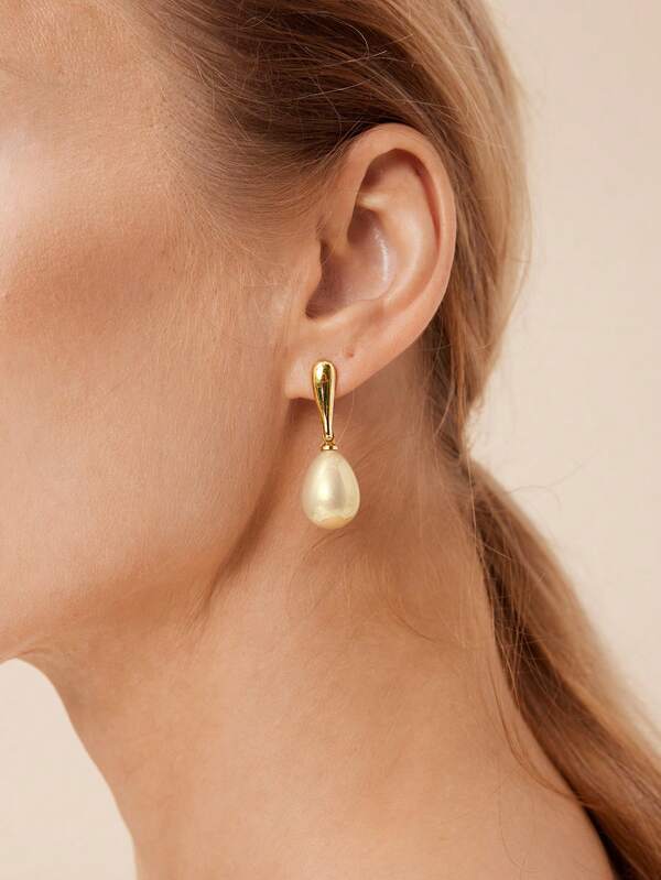 Brincos Femininos de Pérola Champagne - Elegance Drop Collection - Boutique do Encanto Semi Joias