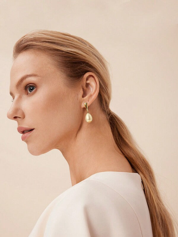 Brincos Femininos de Pérola Champagne - Elegance Drop Collection - Boutique do Encanto Semi Joias