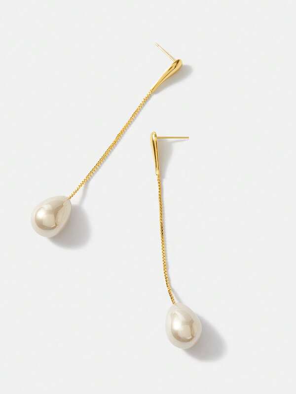 Brincos de Pérola Gota Offwhite com Banho de Ouro - Elegantes e Sofisticados - Coleção Elegance Drop Colettion - Boutique do Encanto Brincos