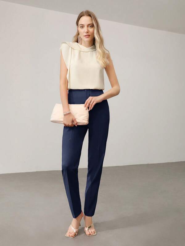 Calça Alfaiataria Feminina Afilada Forrada com Zíper – Social Escritório Elegante | Boutique do Encanto