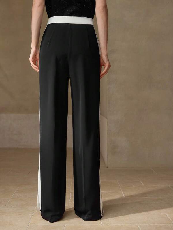 Calça Feminina Perna Reta com Listra Lateral - Cintura Elástica Alfaiataria Casual - Cores Básicas - Coleção Entre Estações - Boutique do Encanto