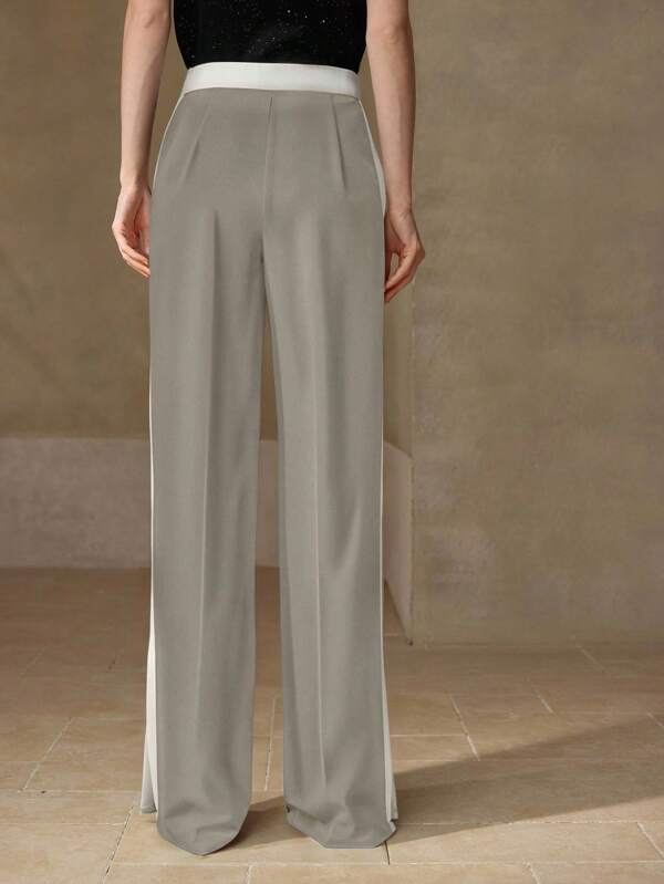 Calça Feminina Perna Reta com Listra Lateral - Cintura Elástica Alfaiataria Casual - Cores Básicas - Coleção Entre Estações - Boutique do Encanto