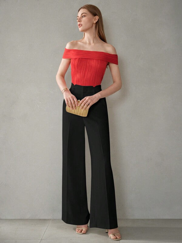 Calça Premium de Alfaiataria Perna Larga com Cós Estruturado - Coleção Office Tailoring - Boutique do Encanto Calças