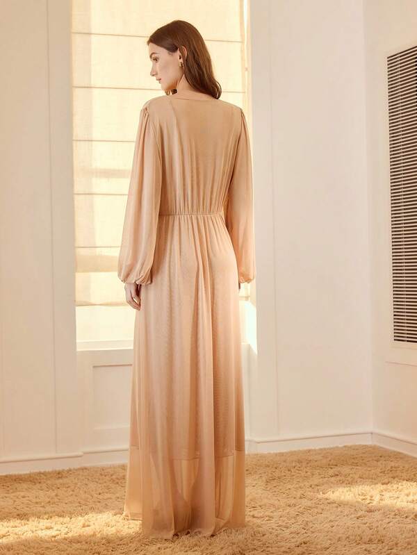 Camisola Longa com Bata Luxuosa Damasco – Conjunto 2 Peças Íntimos & Conforto | Slim Fit em Malha - Boutique do Encanto