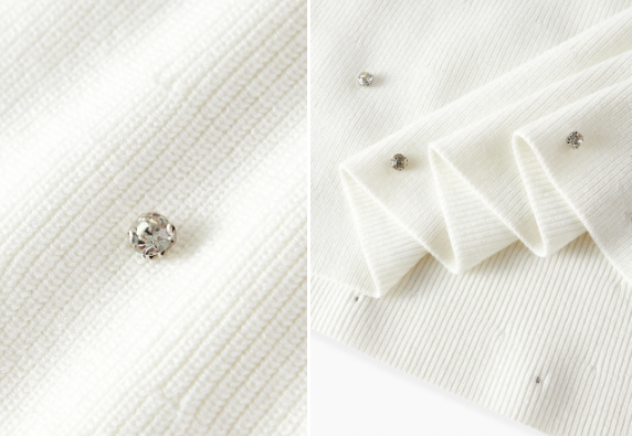 Vestido Feminino Longo Tricot Ombro a Ombro com Aplicações e Bainha Sereia - Premium Inverno