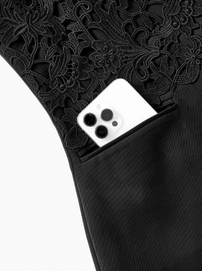 Blazer Feminino Alfaiataria Preto com Renda Bordada – Elegante Premium Noite | Boutique do Encanto