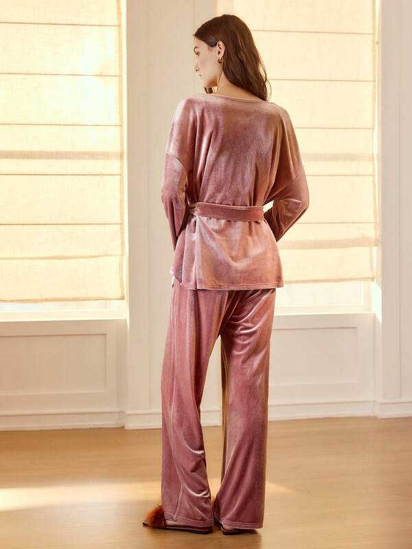 Conjunto Pijama Feminino 3 Peças com Robe - Rosa Empoeirado - Soft Luxury - Íntimos & Conforto Boutique do Encanto