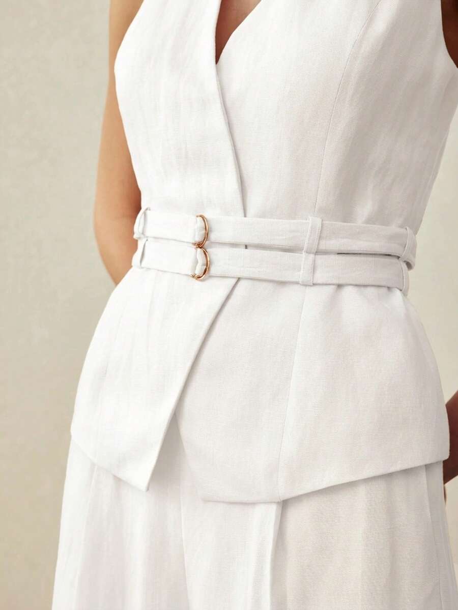 Conjunto feminino Off White sofisticado para escritório e eventos sociais