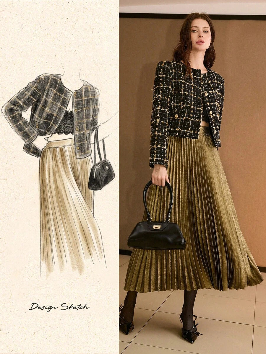 Jaqueta Feminina Tweed Cropped Xadrez – Elegante Clássico Premium | Boutique do Encanto