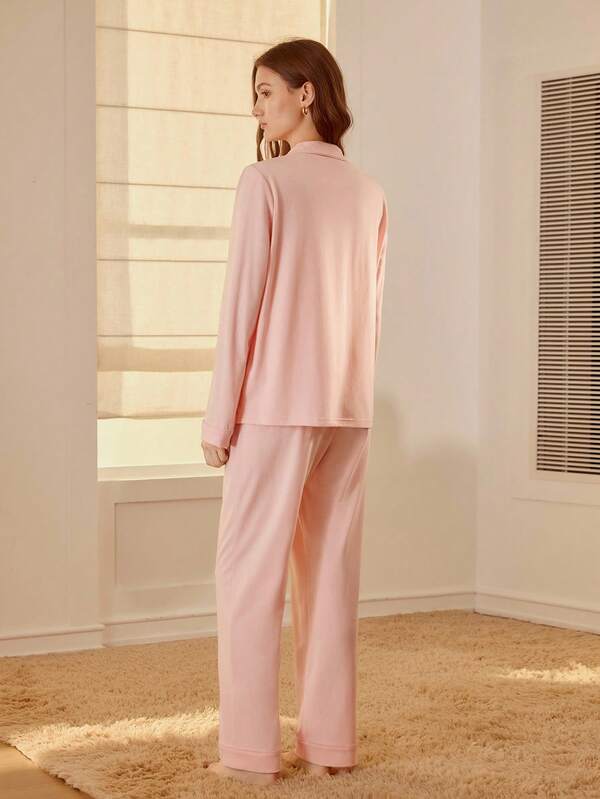 Pijama Feminino Longo com Botões e Lapela – Conjunto 2 Peças Algodão Premium | Íntimos & Conforto - Boutique do Encanto